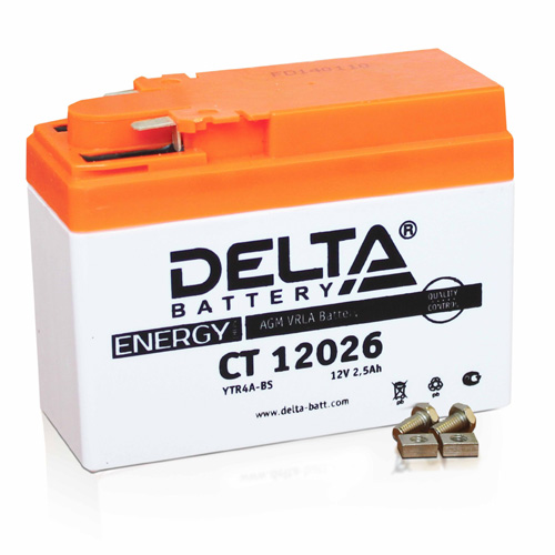 Аккумуляторная батарея стартерная 12в 2,5Ач боковые 45А залитая 114х49х86 Delta (YTR4A-BS) CT12026