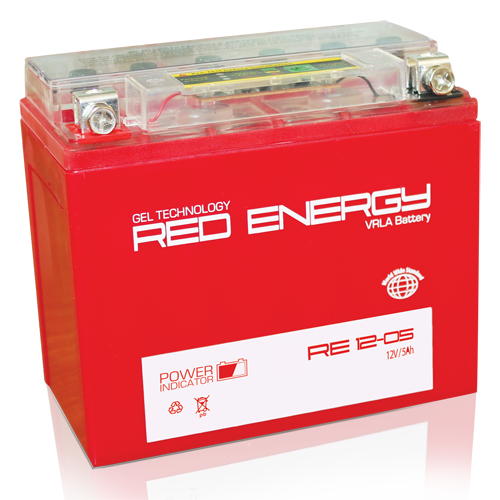 Аккумуляторная батарея стартерная 12в 5Ач ОП 85А залитая 114х70х106 Red Energy (YTX5L-BS) RE1205