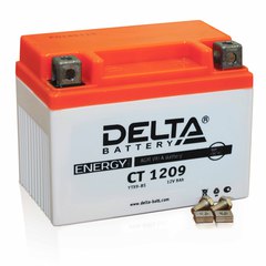 Аккумуляторная батарея стартерная 12в 9Ач ПП 135А залитая 152х87х107 Delta (YTX9-BS) CT1209