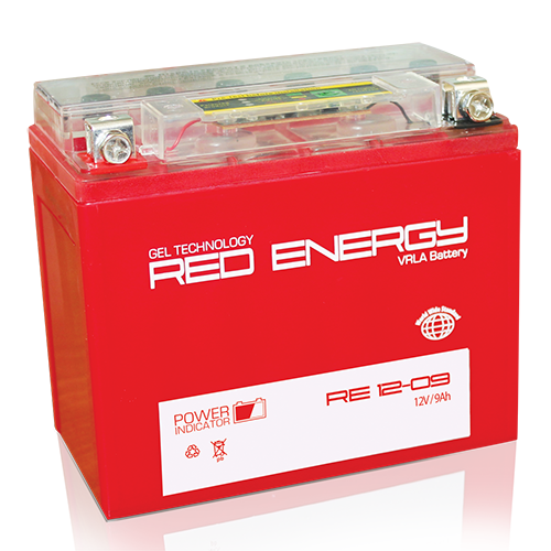 Аккумуляторная батарея стартерная 12в 9Ач ПП 140А залитая 150х86х108 Red Energy (YTX9-BS) RE1209