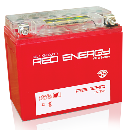Аккумуляторная батарея стартерная 12в 10Ач ПП 110А залитая 137х77х135 Red Energy (YB9A-A) RE1210