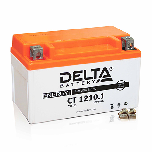 Аккумуляторная батарея стартерная 12в 10Ач ПП 190А залитая 150х87х93 Delta (YTZ10S) CT1210.1