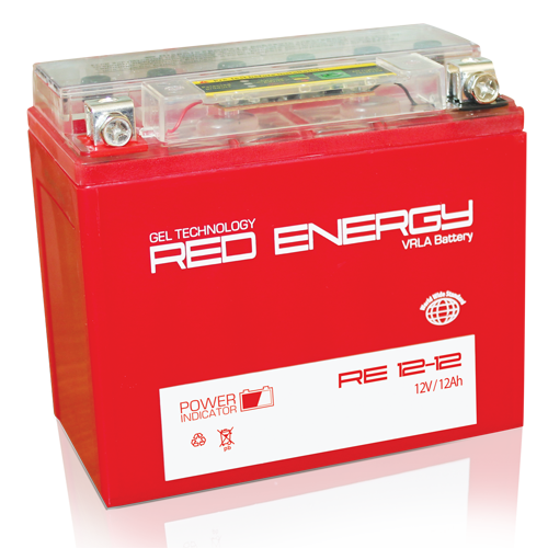Аккумуляторная батарея стартерная 12в 12Ач ПП 185А залитая 150х86х131 Red Energy (YTX14-BS) RE1212