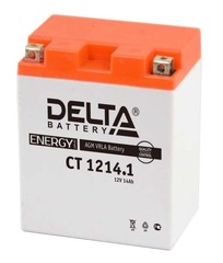 Аккумуляторная батарея стартерная 12в 14Ач ПП 165А залитая 132х89х164 Delta (YB14-BS) CT1214.1