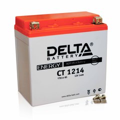 Аккумуляторная батарея стартерная 12в 14Ач ПП 200А залитая 150х87х148 Delta (YTX16-BS) CT1214