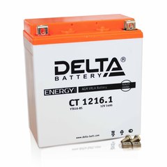 Аккумуляторная батарея стартерная 12в 16Ач ПП 230А залитая 151х88х164 Delta (YTX16-BS) CT1216.1