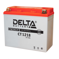 Аккумуляторная батарея стартерная 12в 18Ач ПП 270А залитая 177х88х154 Delta (YTX20-BS,YTX20H) CT1218