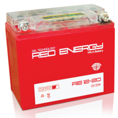 Аккумуляторная батарея стартерная 12в 20Ач ОП 250А залитая 204x91x159 Red Energy (Y50-N18L-A3) RE1220