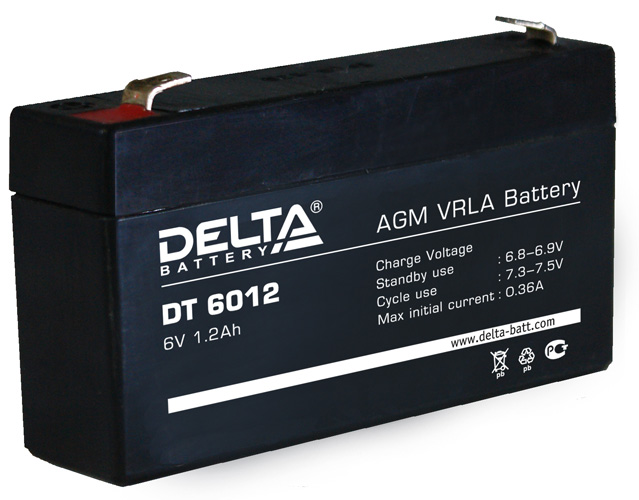 Аккумуляторная батарея 6в 1,2Ач 97х24х52мм Delta DT6012