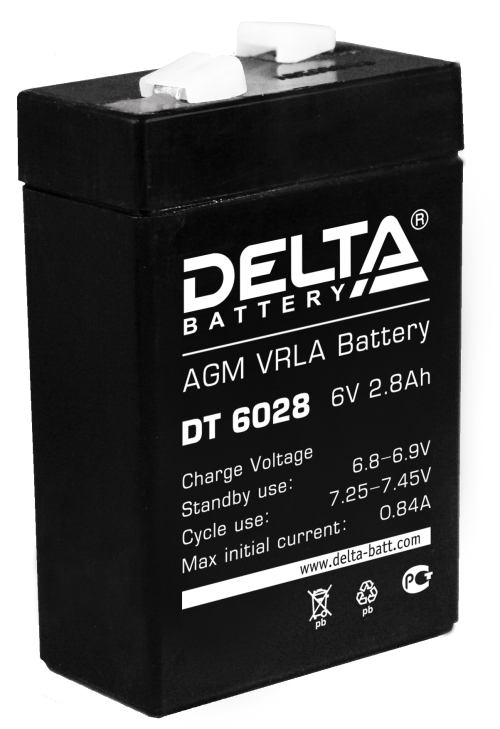 Аккумуляторная батарея 6в 2,8Ач 66х33х100мм Delta DT6028