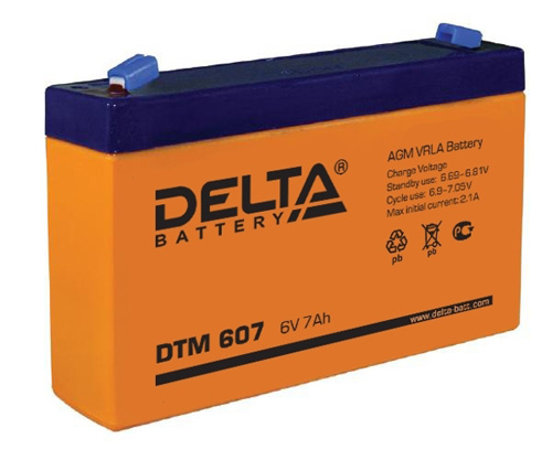 Аккумуляторная батарея 6в 7Ач 151х34х100 Delta DTM607