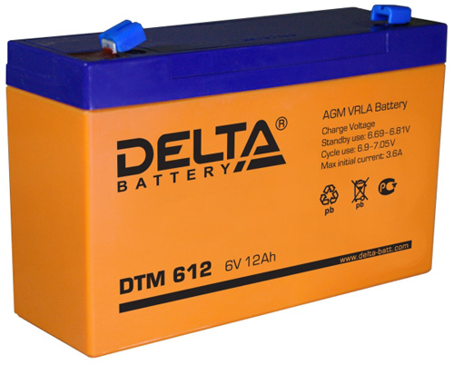 Аккумуляторная батарея 6в 12Ач 151х50х100 Delta DTM612