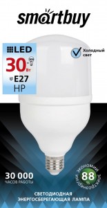 Лампа светодиодная Smartbuy- E27 / A60 / 30Вт / 220 Вольт / 6500К