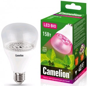 Camelion лампа св/д для растений E27 15W(120°) прозрачная 150x90 LED15-PL/BIO/E27