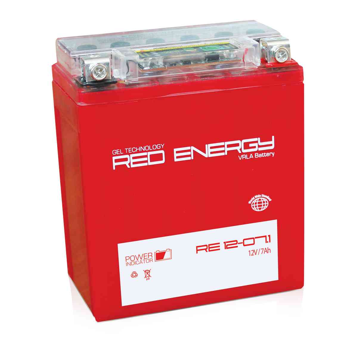Аккумуляторная батарея стартерная 12в  7Ач ОП 110А залитая 114х71х131 Red Energy (YTX7L-BS) RE1207.1