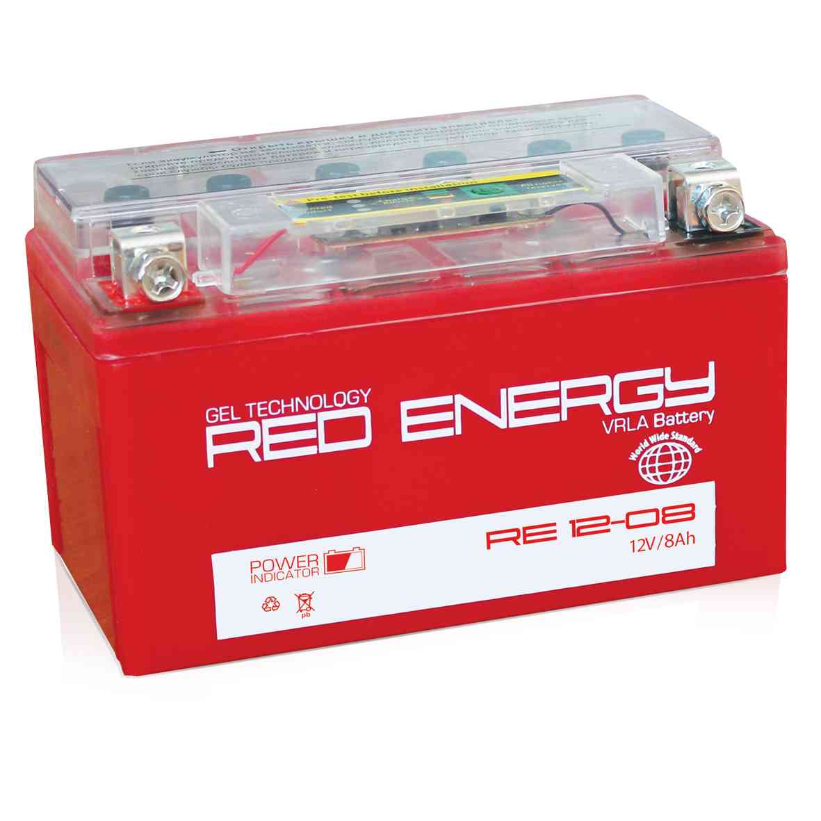 Аккумуляторная батарея стартерная 12в  8Ач ПП 115А залитая 150х66х94 Red Energy (YT7B-BS,YT9B-BS) RE1208