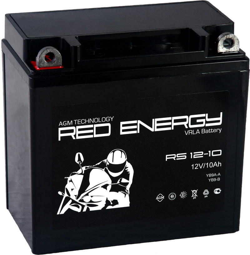 Аккумуляторная батарея стартерная 12в 10Ач ПП 110А залитая 136х77х131 Red Energy (YB9A-A) RS1210