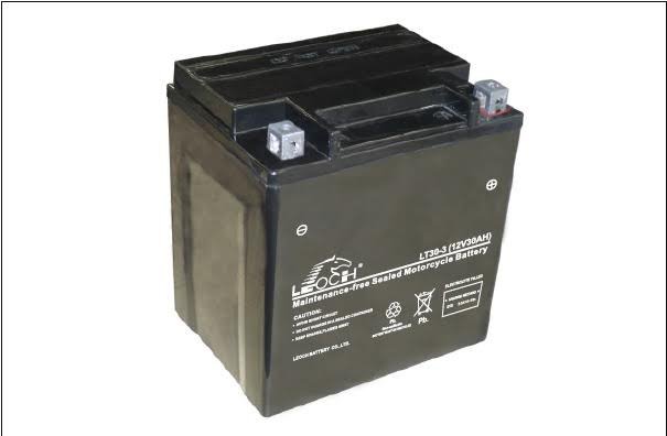 Аккумуляторная батарея стартерная 12в 30Ач ОП 385А залитая 166х126х175мм Leoch (YIX30L) LT30-3