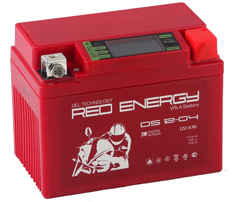 Аккумуляторная батарея стартерная 12в   4Ач ОП 60А залитая 114х70х87 Red Energy (YB4L-B) DS1204