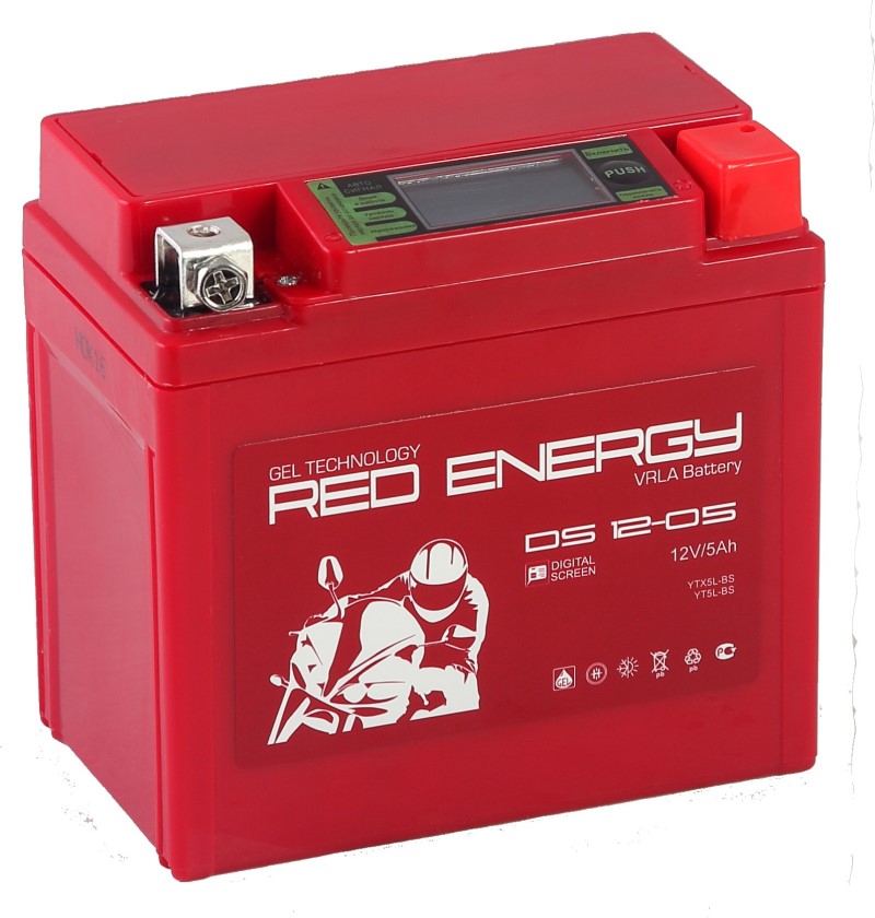 Аккумуляторная батарея стартерная 12в  5Ач ОП 85А залитая 114х70х106 Red Energy (YTX5L-BS,YTZ7S) DS1205