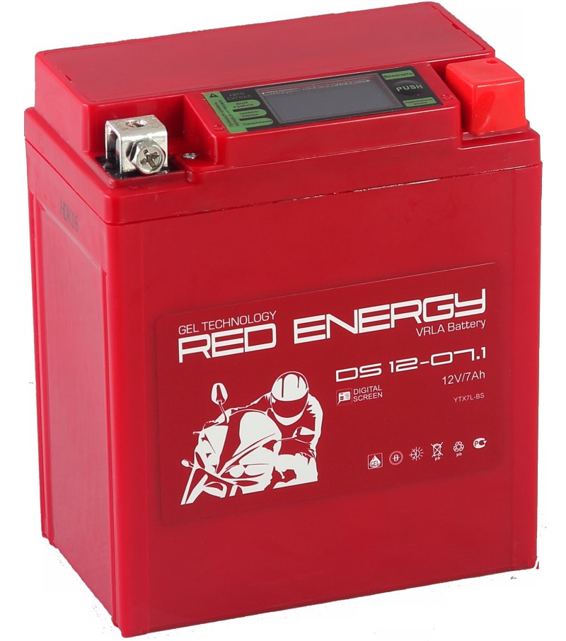 Аккумуляторная батарея стартерная 12в  7Ач ОП 110А залитая 114х70х132 Red Energy (YTX7L-BS) DS1207.1