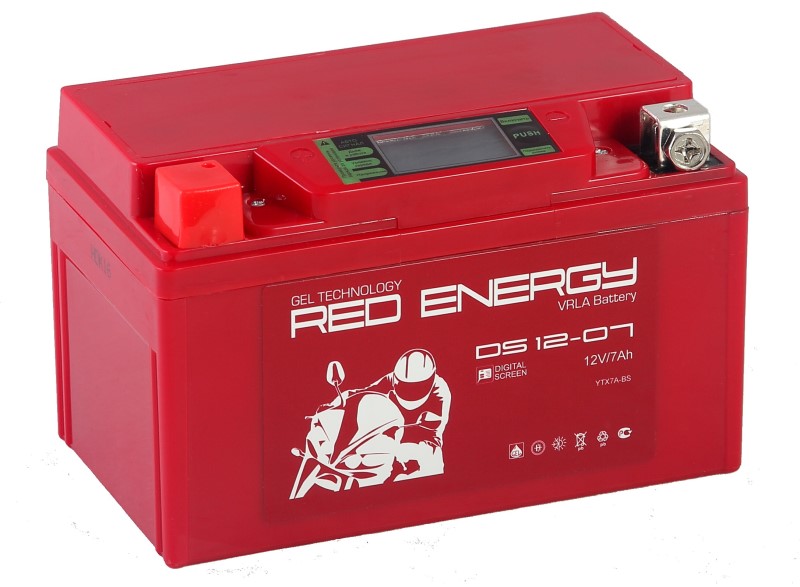 Аккумуляторная батарея стартерная 12в  7Ач ПП 110А залитая 150х86х94 Red Energy (YTX7A-BS) DS1207