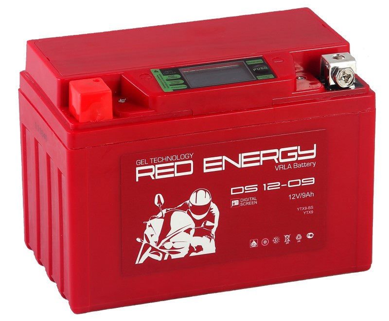 Аккумуляторная батарея стартерная 12в  9Ач ПП 140А залитая 150х86х108 Red Energy (YTX9-BS,YTX9) DS1209