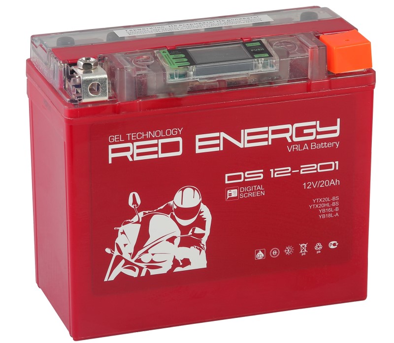 Аккумуляторная батарея стартерная 12в 18Ач ОП 285А залитая 177х88х154 Red Energy (YTX20L-BS,YTX20HL-BS,YB16L-B) DS12201