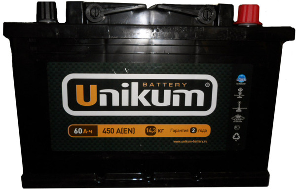 Аккумулятор 190 "UNIKUM" рос. полярность (кр. камина конус)